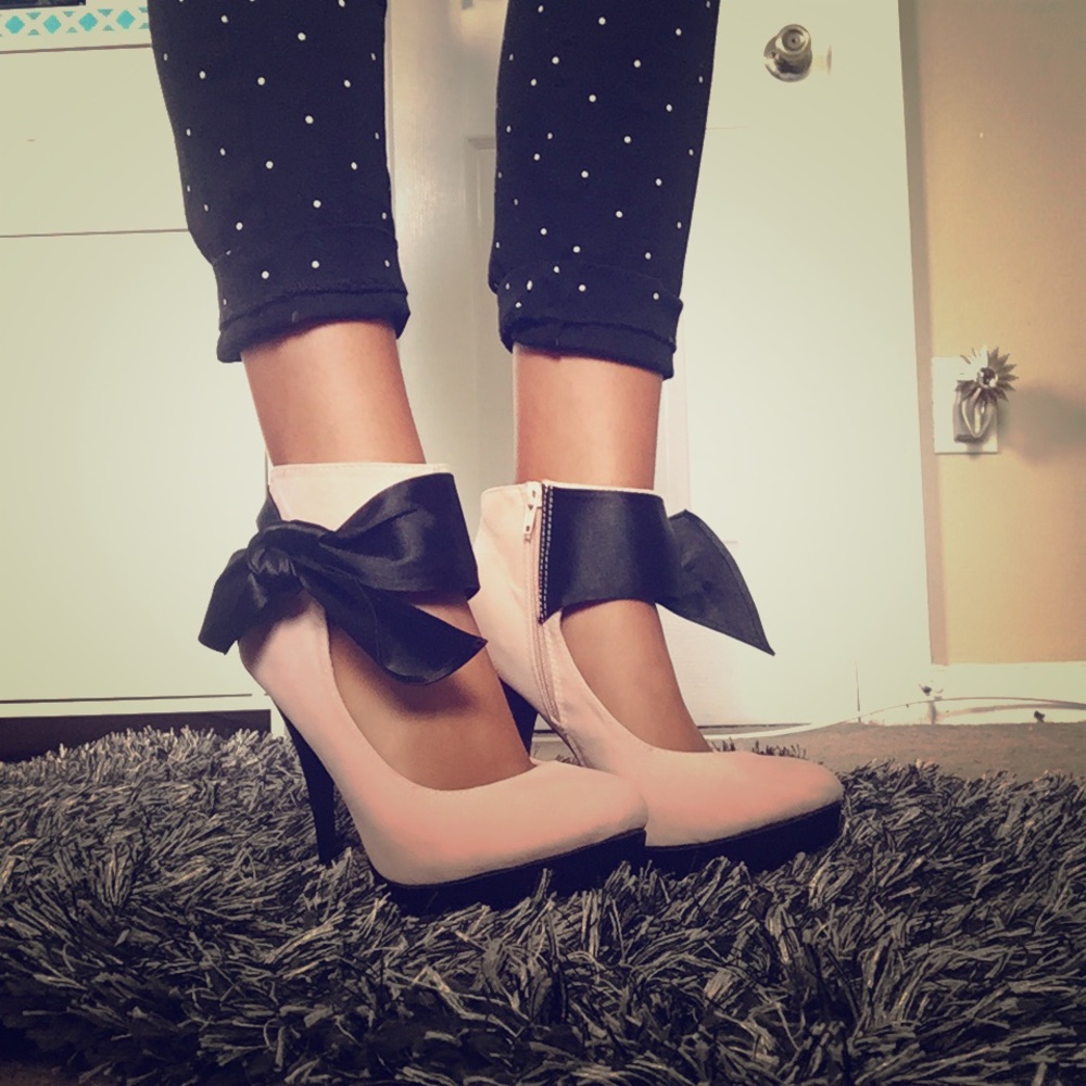 Charlotte Russe satin bow pumps